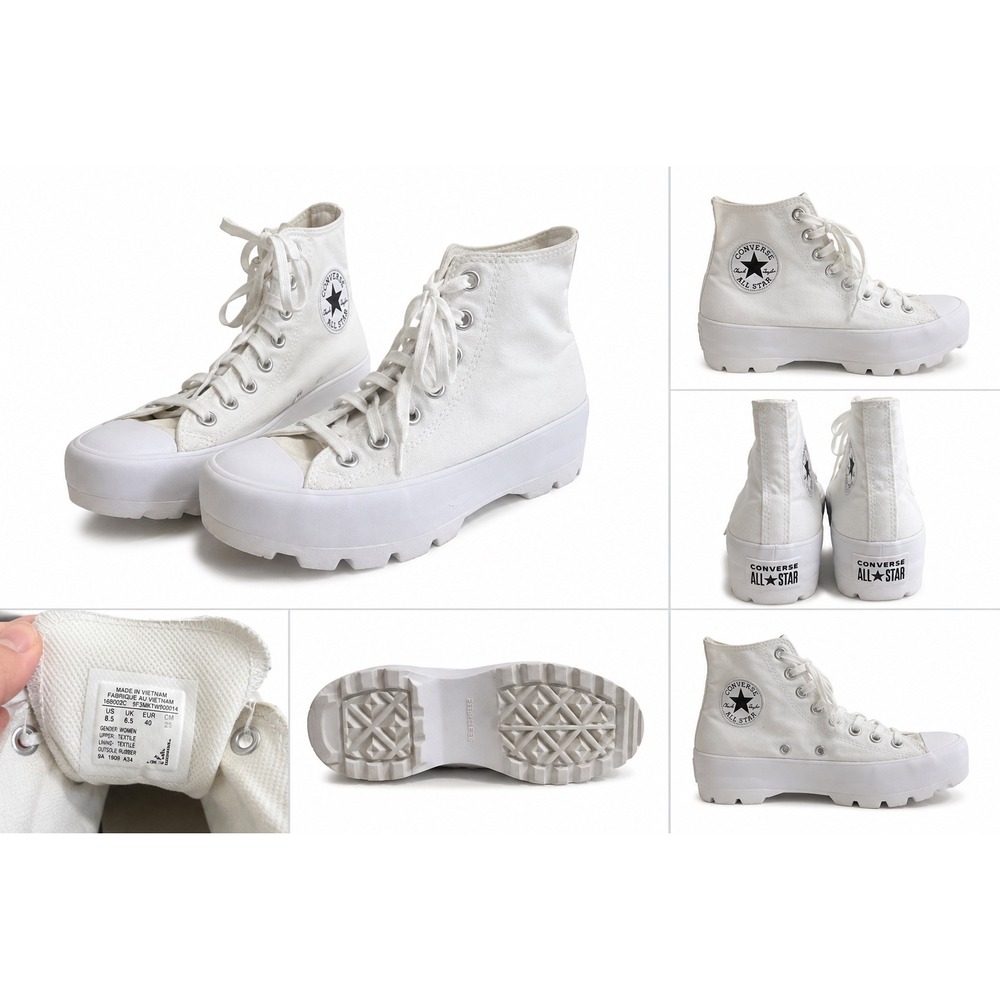 Converse‎ Chuck Taylor All Star Lugged High Top White Platform Sneakers s 8.5